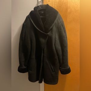 Black suede 100% shearling coat